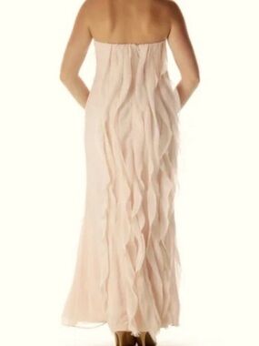 Vera Wang Strapless Ruffled Maxi Dress in Pale Pink